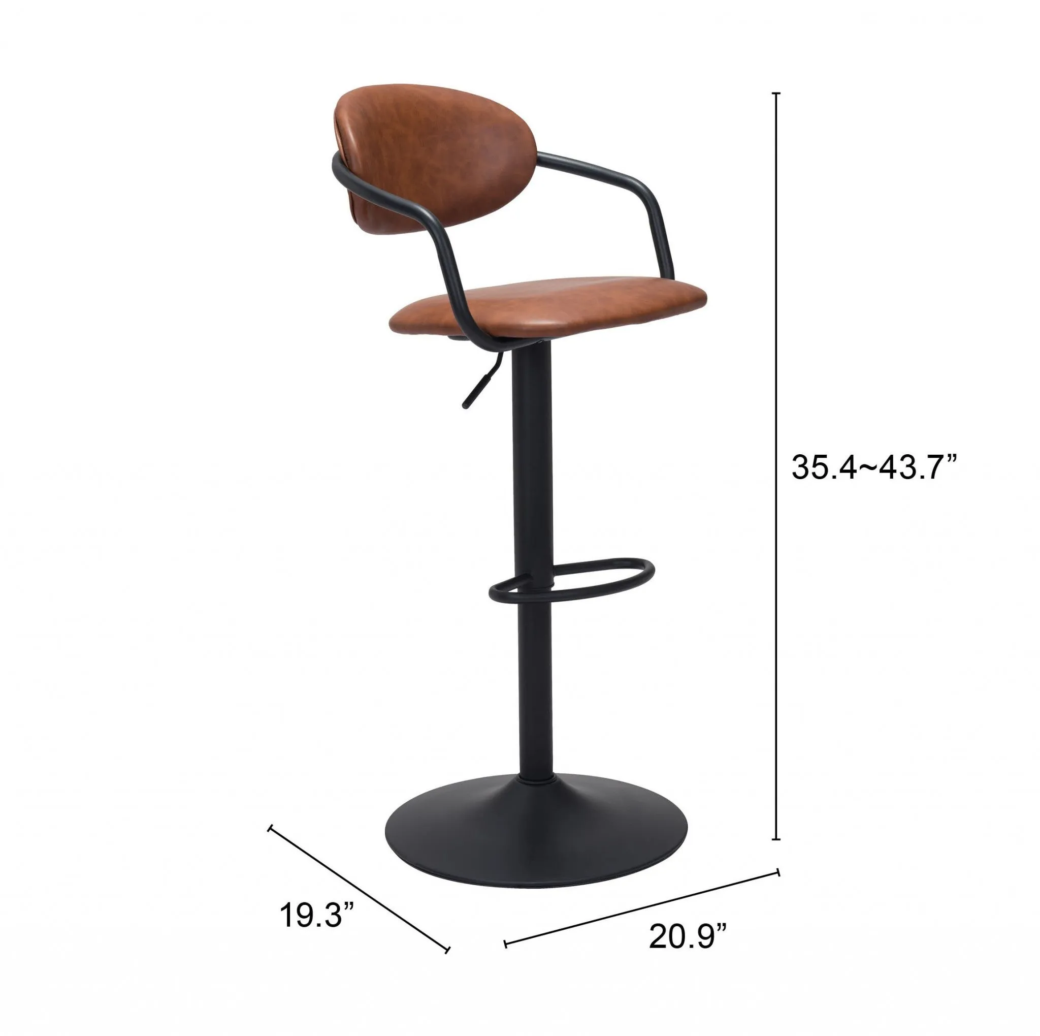 44" Brown And Black Steel Swivel Low Back Counter Height Bar Chair With Footrest By Homeroots