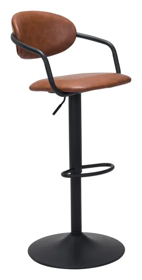44" Brown And Black Steel Swivel Low Back Counter Height Bar Chair With Footrest By Homeroots