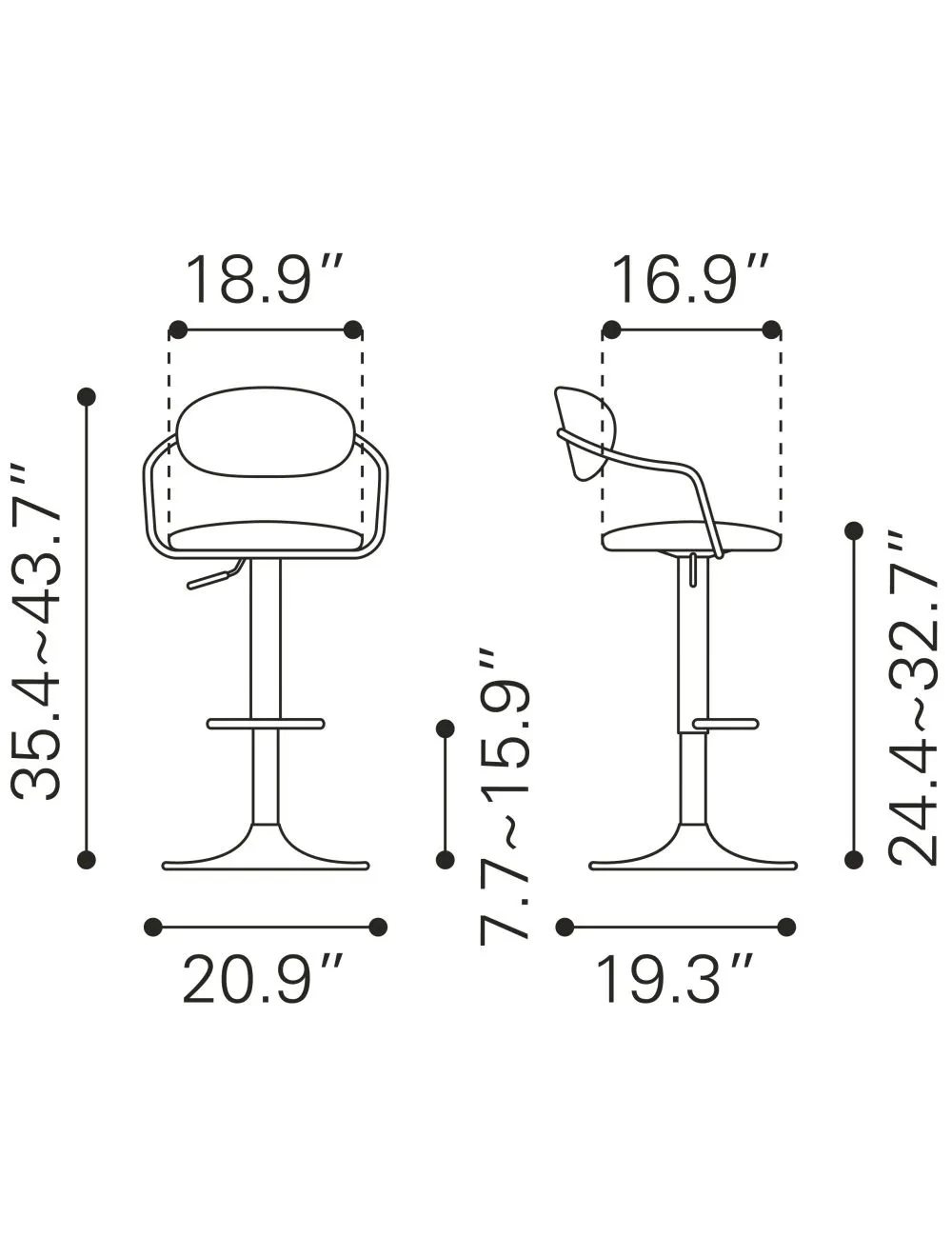 44" Brown And Black Steel Swivel Low Back Counter Height Bar Chair With Footrest By Homeroots