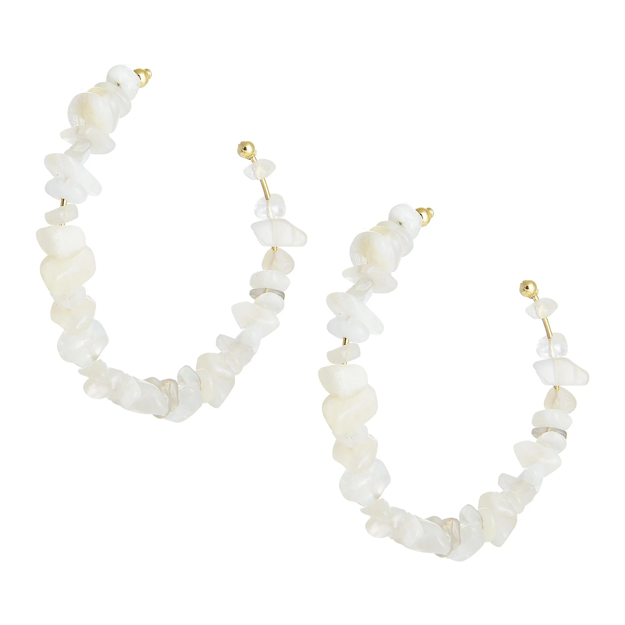 5 for 60% Off - Natural Rainbow Moonstone Hoops: The Avery
