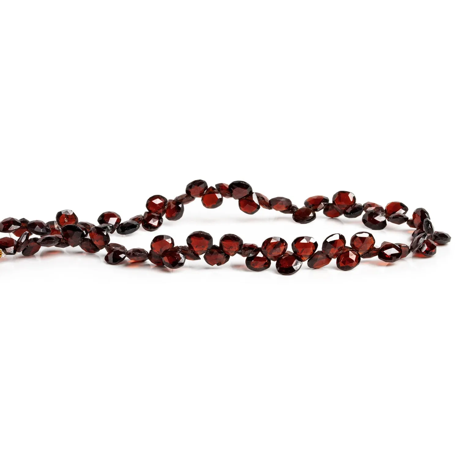 5mm Garnet Faceted Hearts 7.5 inch 65 beads