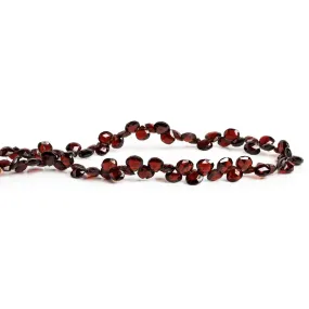 5mm Garnet Faceted Hearts 7.5 inch 65 beads