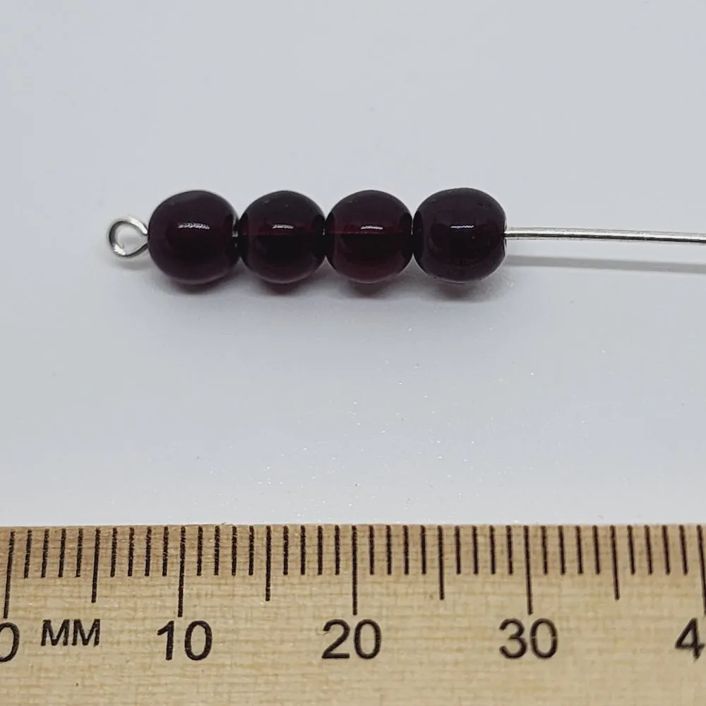 6mm Round Czech Glass Beads (150) - Garnet