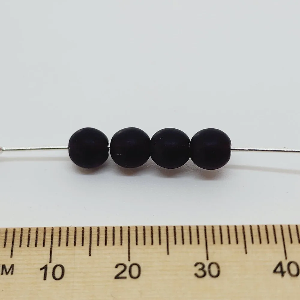 6mm Round Czech Glass Beads (25) - Garnet Frosted