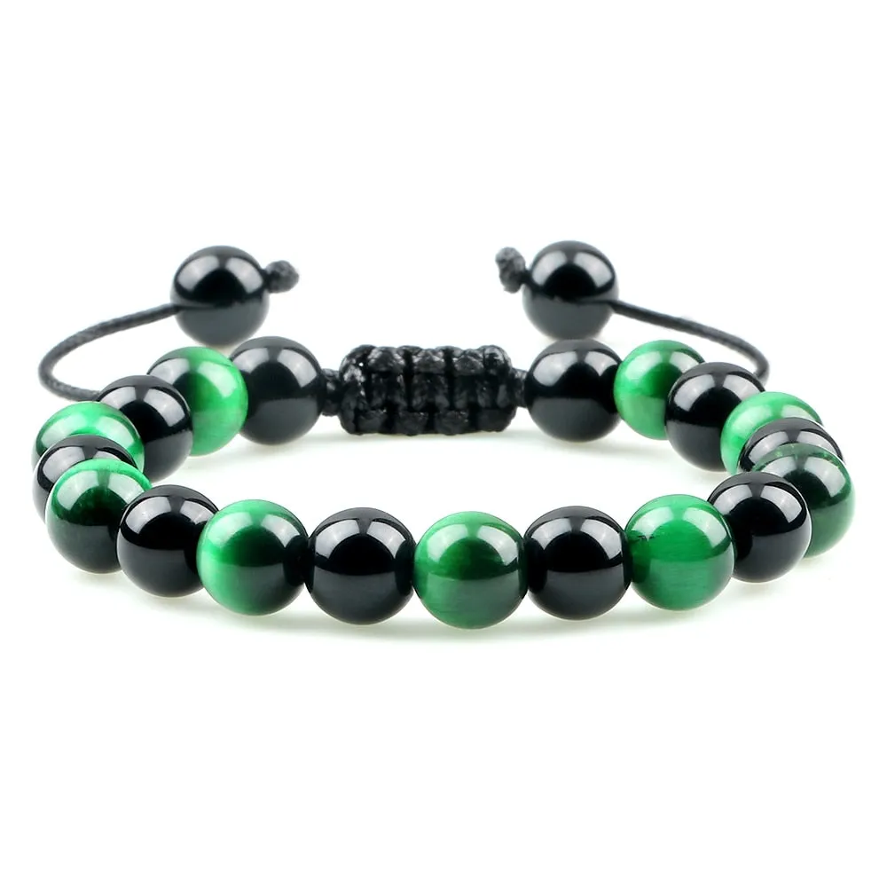 8mm Men Women Fire Agates Onyx Beads Bracelet
