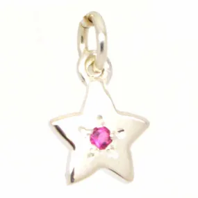 9ct White Gold Birthstone Star Charm