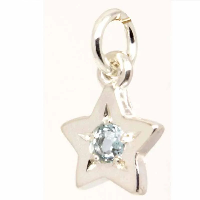 9ct White Gold Birthstone Star Charm