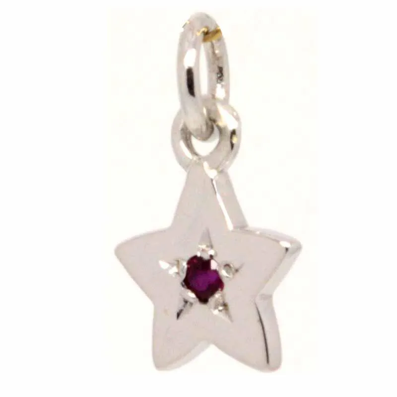 9ct White Gold Birthstone Star Charm