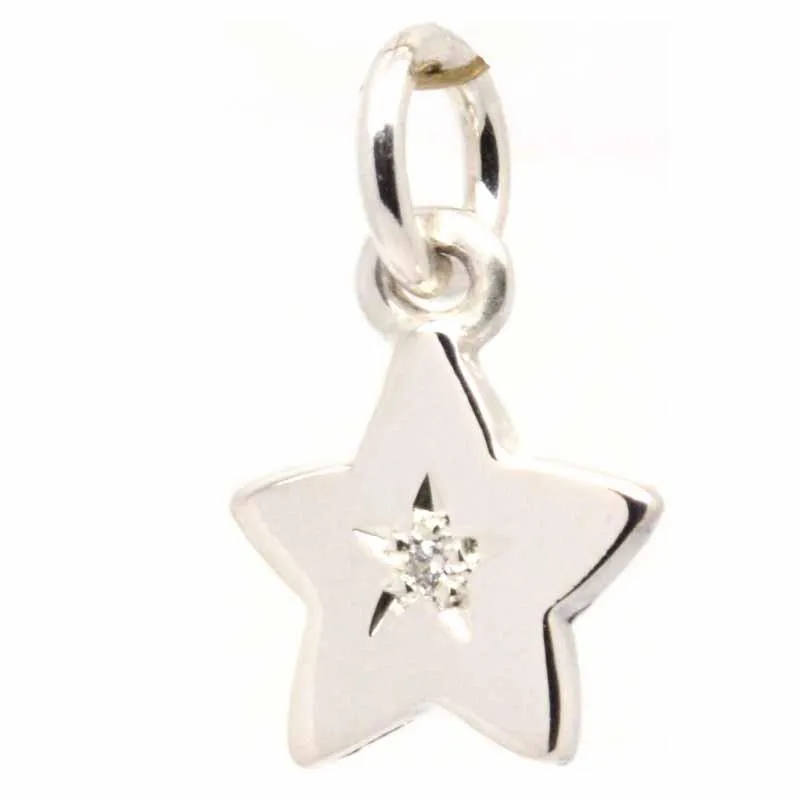 9ct White Gold Birthstone Star Charm