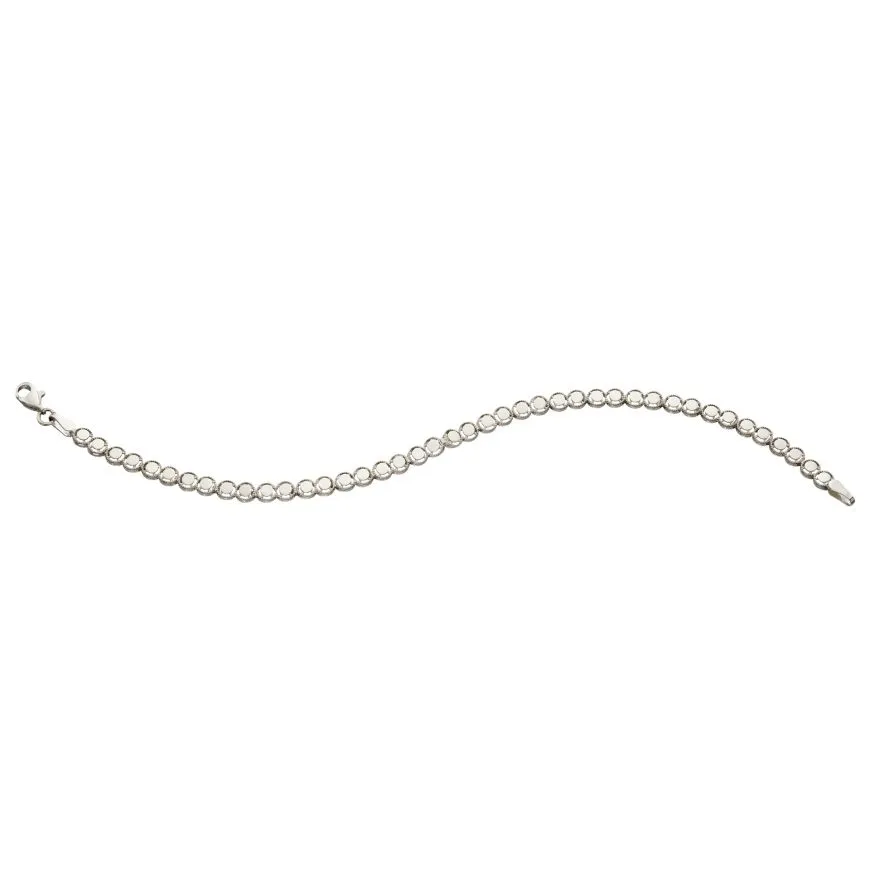 9ct White Gold Circle Tennis Bracelet GB503