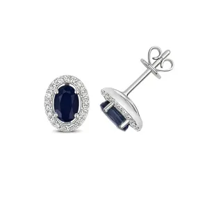 9ct White Gold Sapphire & Diamond Halo Studs