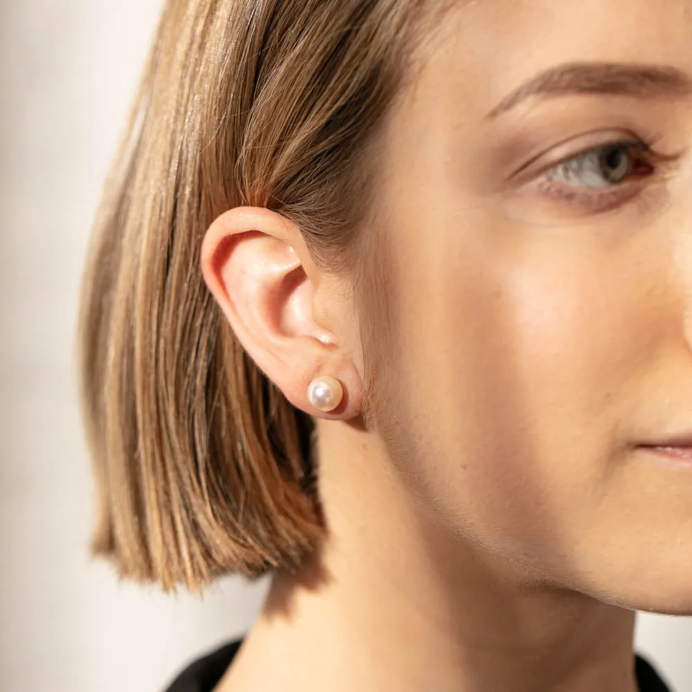 9ct Yellow Gold Akoya Pearl Studs - 9mm