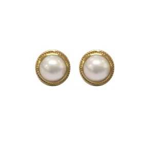 9ct Yellow Gold Round Mabe Pearl Earring