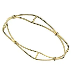 9K Yellow & White Gold Solid Lattice Bangle