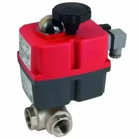 Actuated Brass 3 Way L Port Ball Valve fitted with J J J4CS Electric Actuator