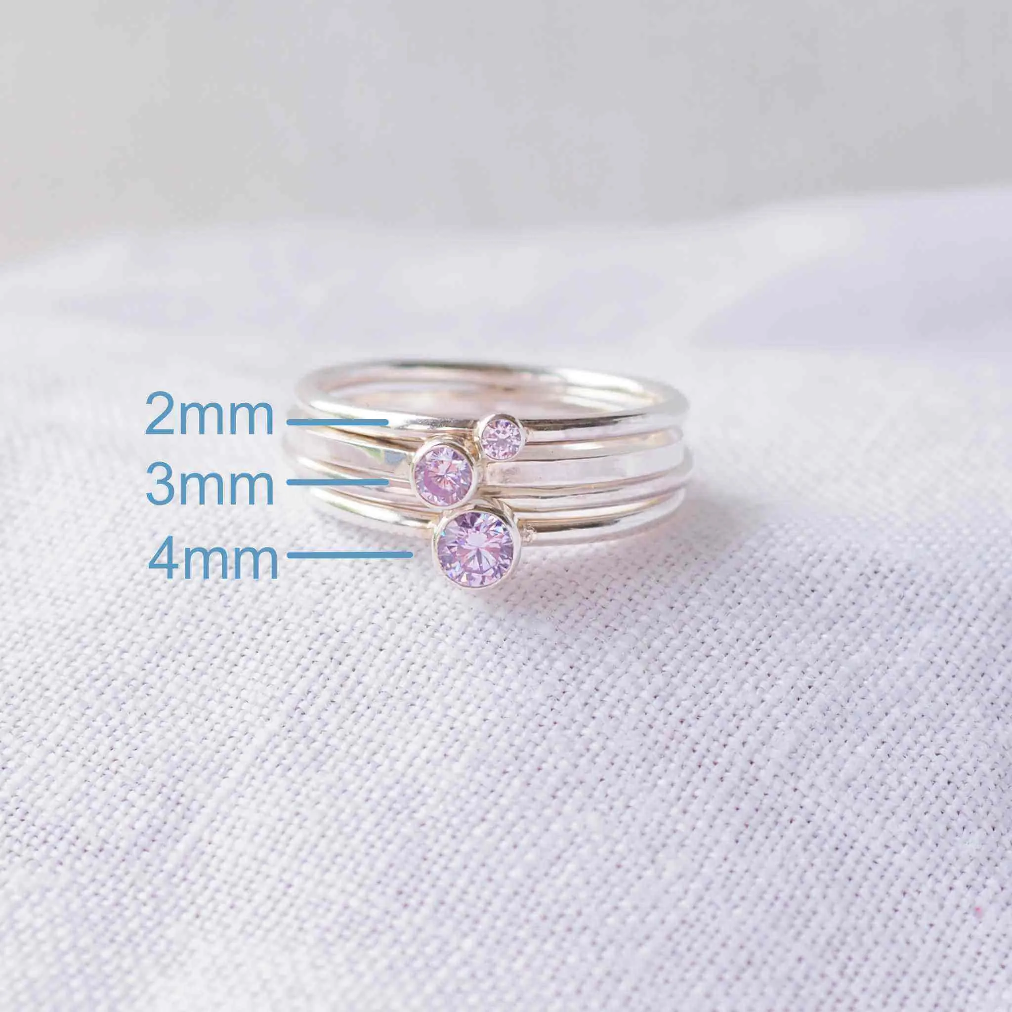 Alexandrite Silver Ring - 4mm Cubic Zirconia Gemstone