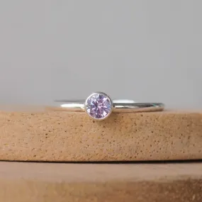 Alexandrite Silver Ring - 4mm Cubic Zirconia Gemstone