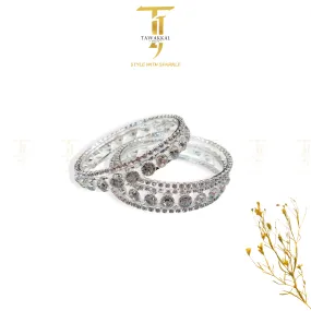 American Cubic Bangles 6 Pcs (Rodium Silver)