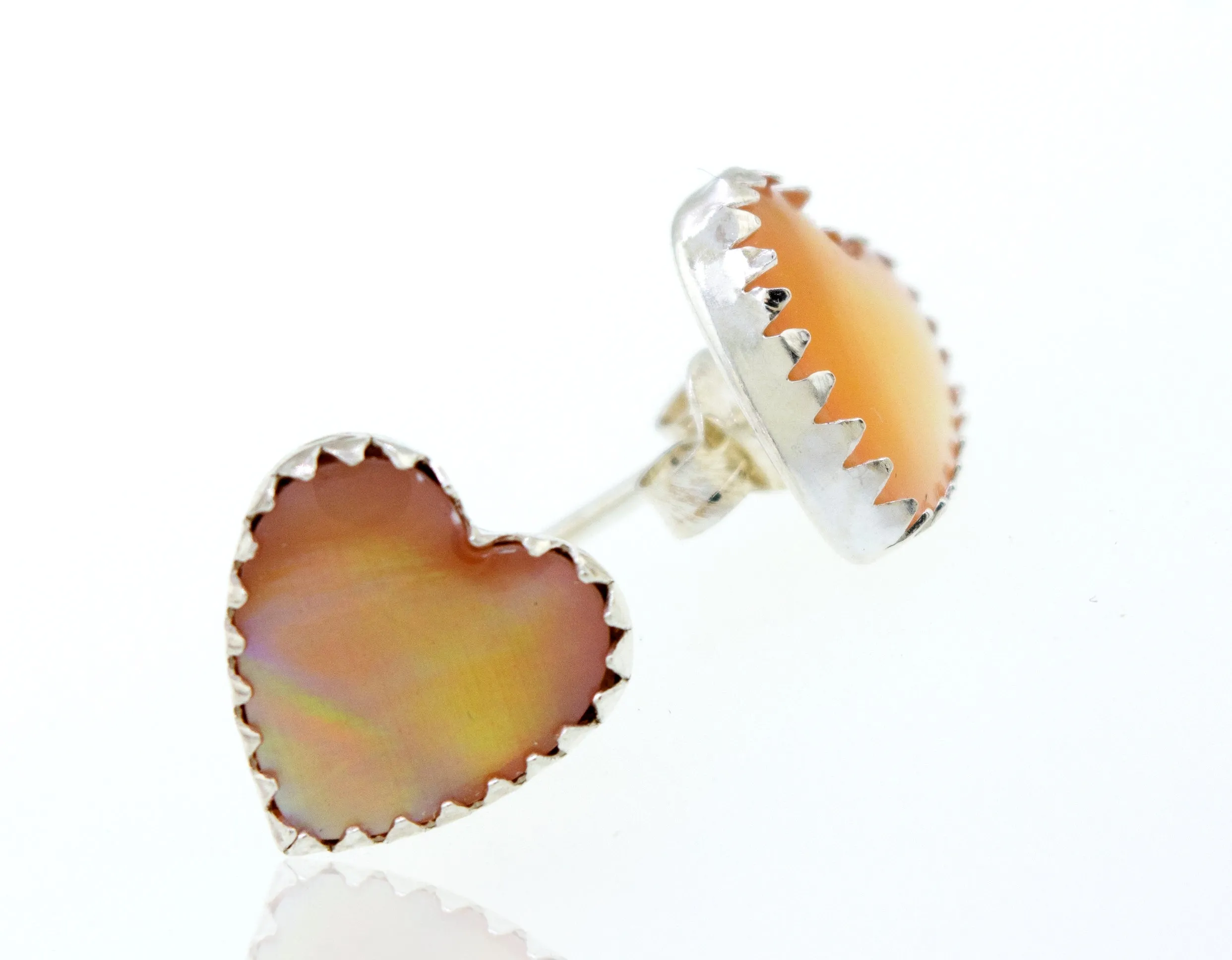 American Made Mother of Pearl Heart Stud Earrings