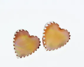 American Made Mother of Pearl Heart Stud Earrings