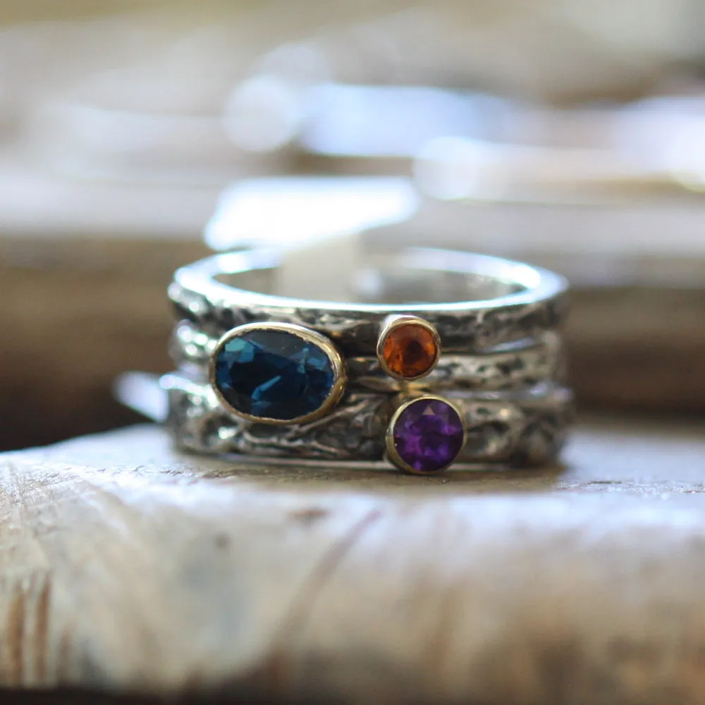 Amethyst Textured Treasure Ring - 4mm Gemstone