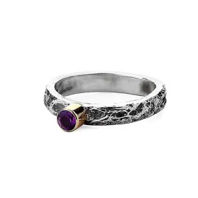 Amethyst Textured Treasure Ring - 4mm Gemstone