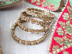 Antique Gold & Champagne stone Pair of Bangles (various sizes)