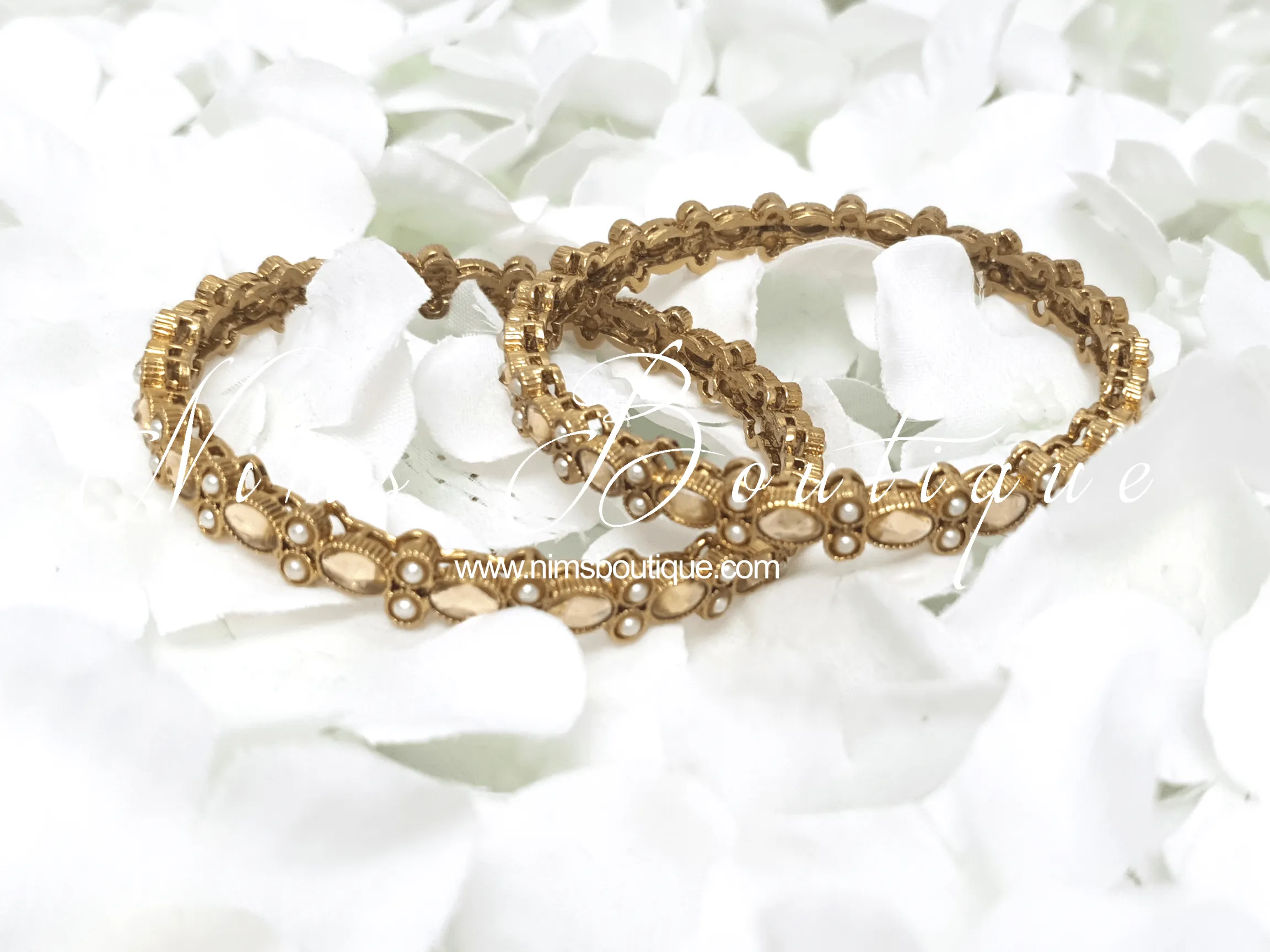 Antique Gold & Champagne stone Pair of Bangles (various sizes)