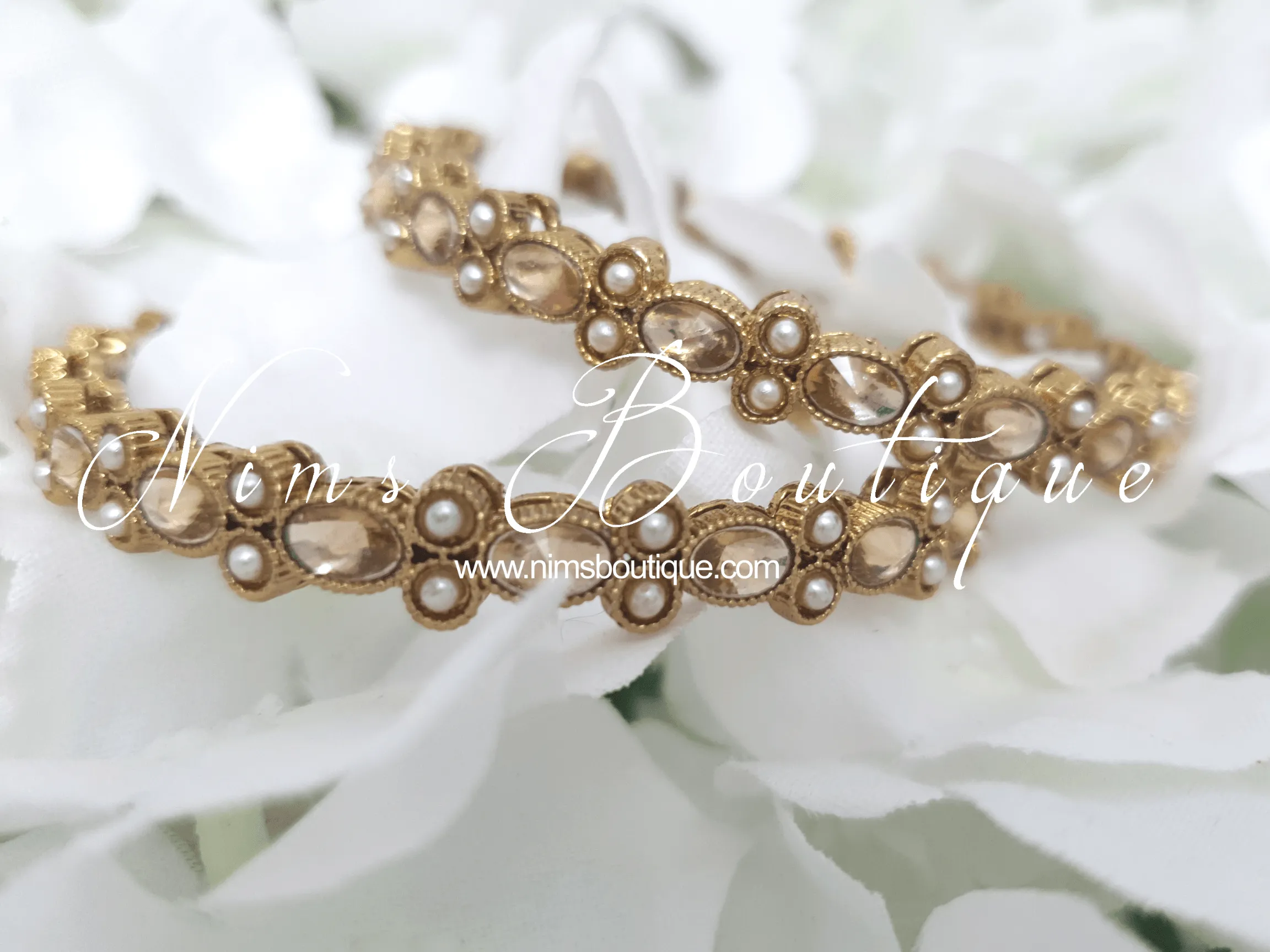 Antique Gold & Champagne stone Pair of Bangles (various sizes)