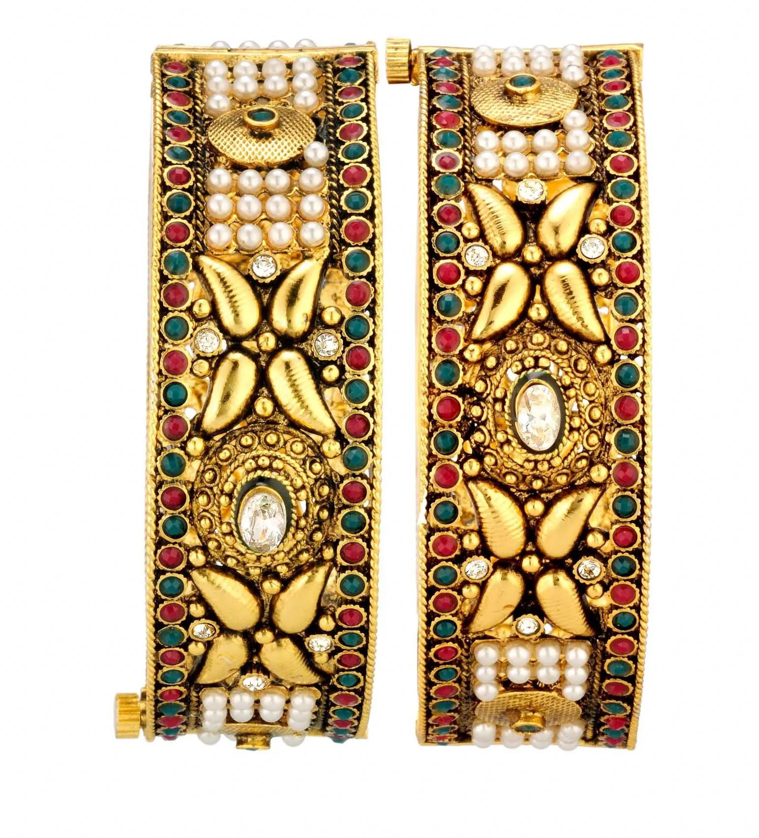 Antique Gold Toned Studded Bangles