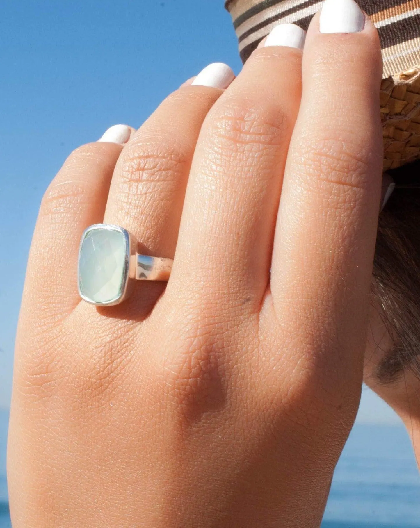 Aqua Chalcedony Ring ~ Sterling Silver 925 ~ MR149