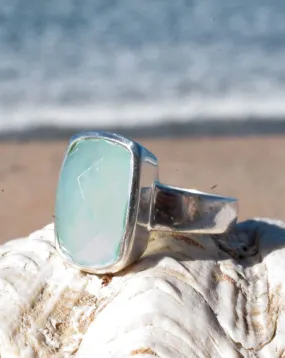 Aqua Chalcedony Ring ~ Sterling Silver 925 ~ MR149