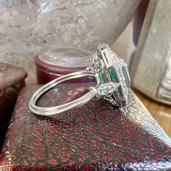 Art Deco Style Emerald & Diamond Ring, 1.05ct.