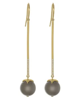 Bahari Bar Grey Moonstone and Diamond Earrings