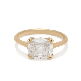 Bea East/West Solitaire Ring - Yellow Gold & Antique Cut White Diamond