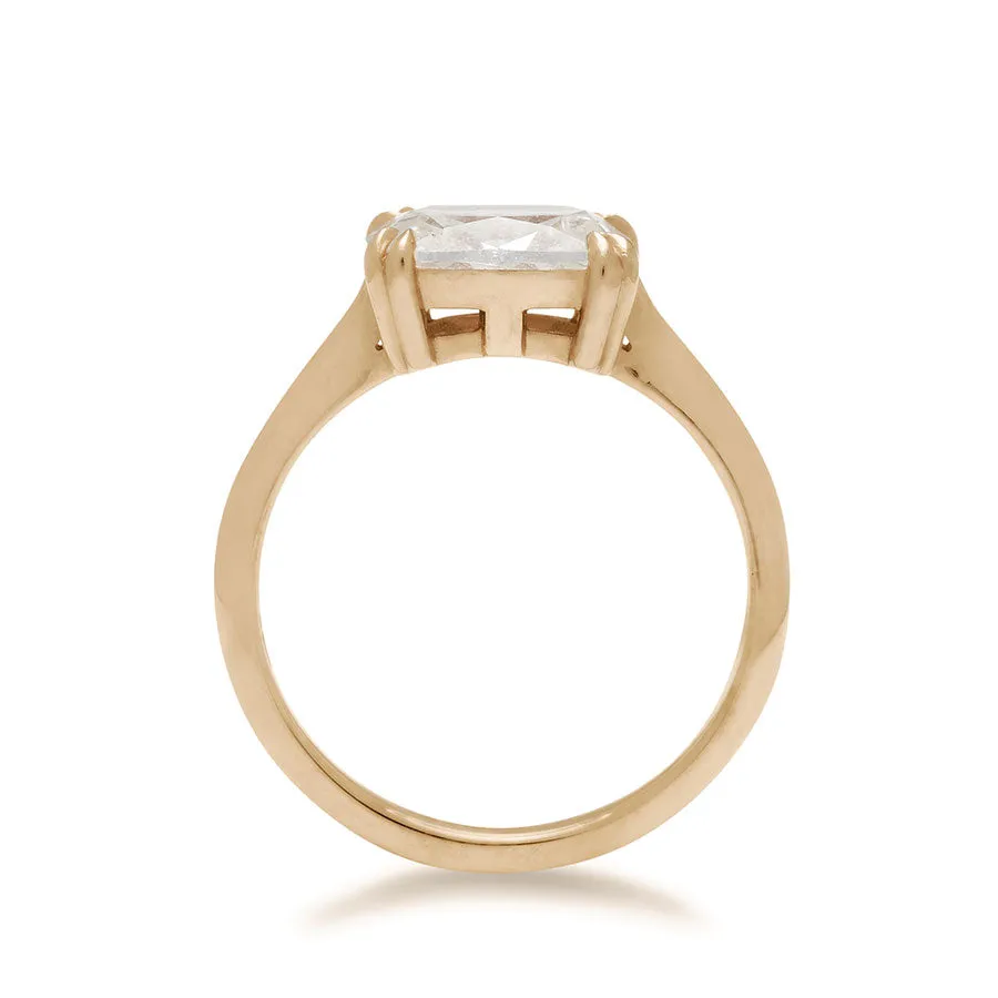 Bea East/West Solitaire Ring - Yellow Gold & Antique Cut White Diamond
