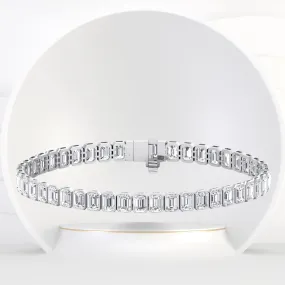 Bezel Set Emerald Shape Natural Diamond Tennis Bracelet