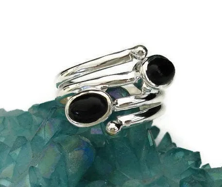 Black Onyx Wrap 925 Sterling Silver Ring, R30O