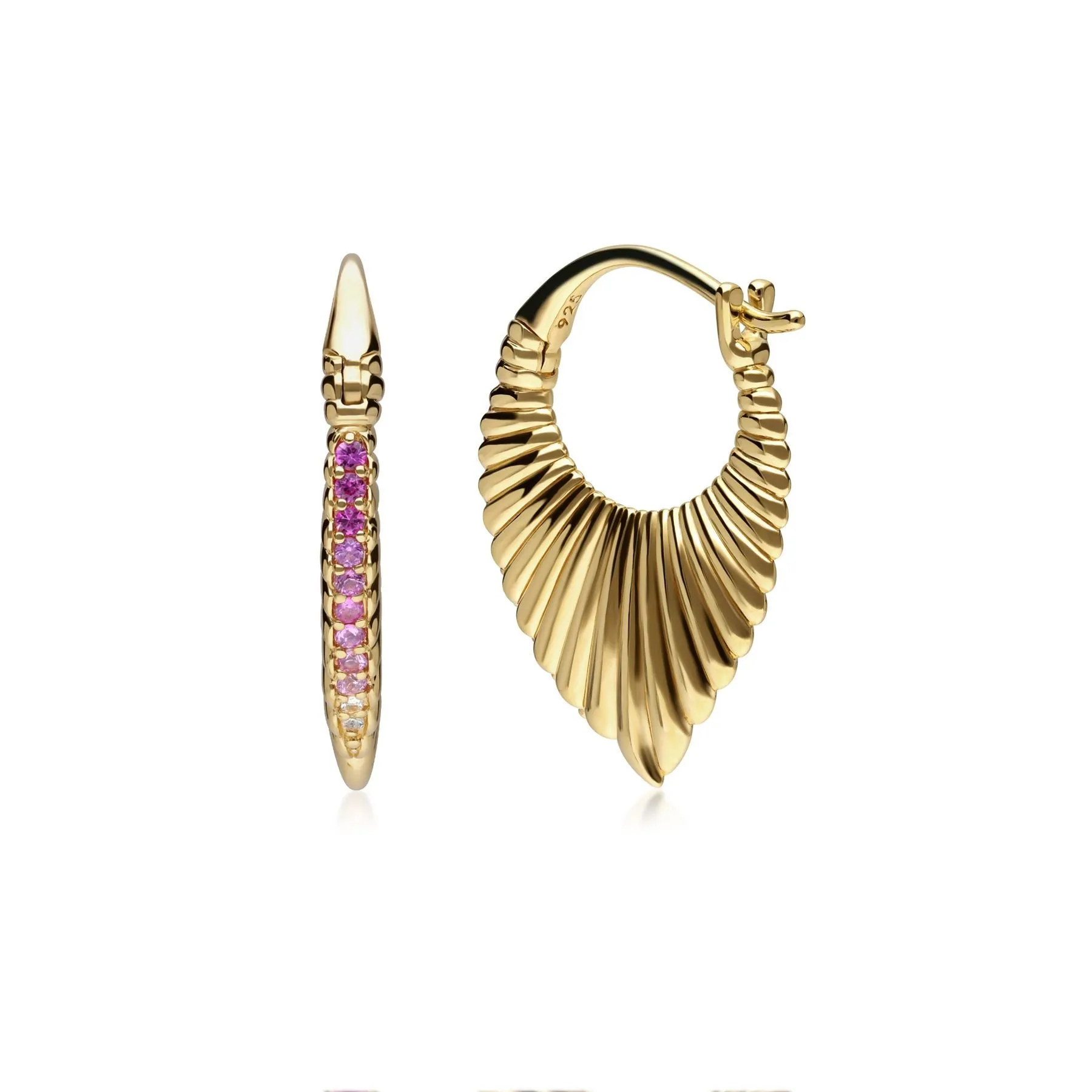 Boucles d'Oreilles Pendantes Eventail Caruso avec Sapphire Rose