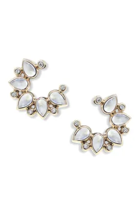 Bouquet Moonstone Diamond Hoop Earrings