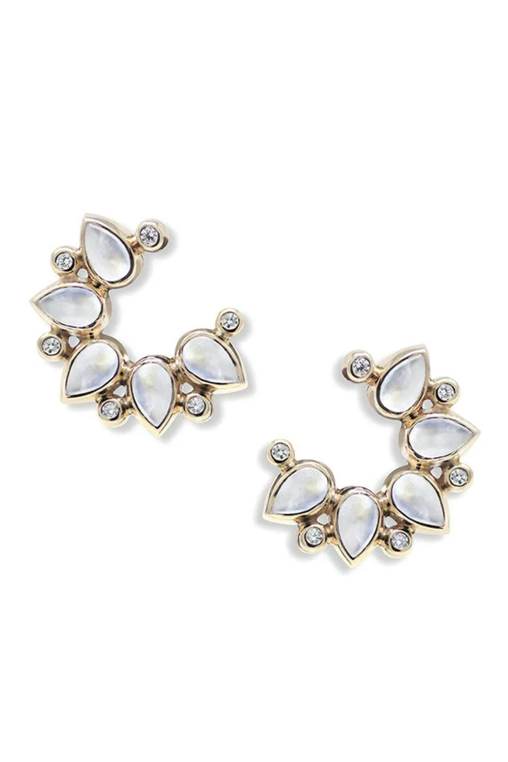 Bouquet Moonstone Diamond Hoop Earrings