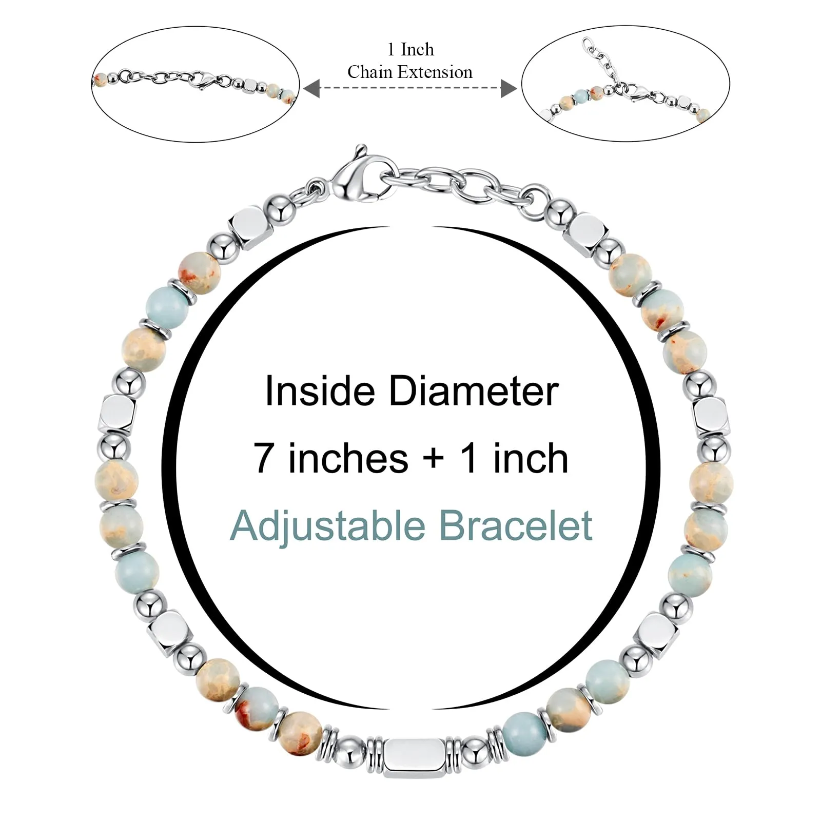 Bracelets for Women, Beaded Bracelets, Silver Bracelets for Women & Gold Bracelets for Women, Boho Bracelets, Trendy of Christmas The Best Women's Birthday Gifts, Size 7 Inches   1 Inch Adjustable
