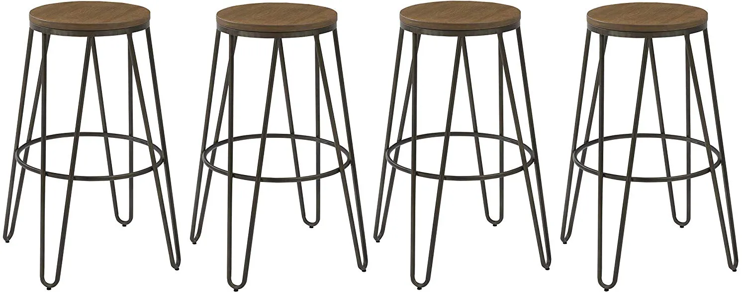 BTEXPERT 5082-4 Round Bistro Dining Stools Chair, 30, Kate and Laurel Tully Backless Modern Wood