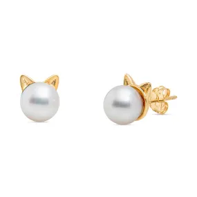 Cat Ear Cultured Pearl Earrings