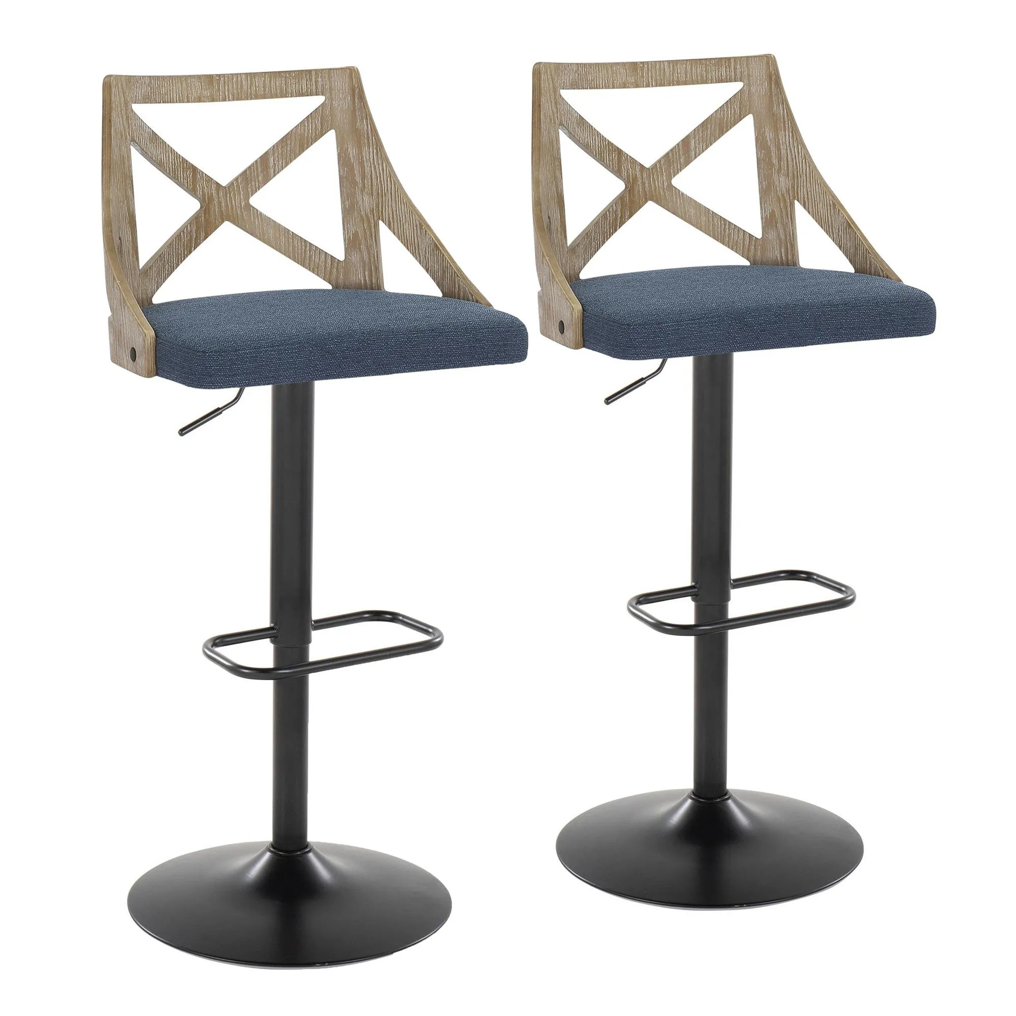 Charlotte Adjustable Height Barstool - Set of 2 Blue By LumiSource