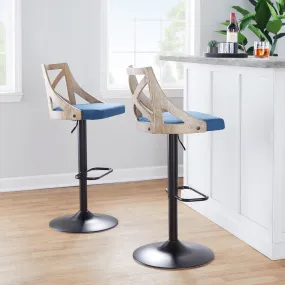 Charlotte Adjustable Height Barstool - Set of 2 Blue By LumiSource