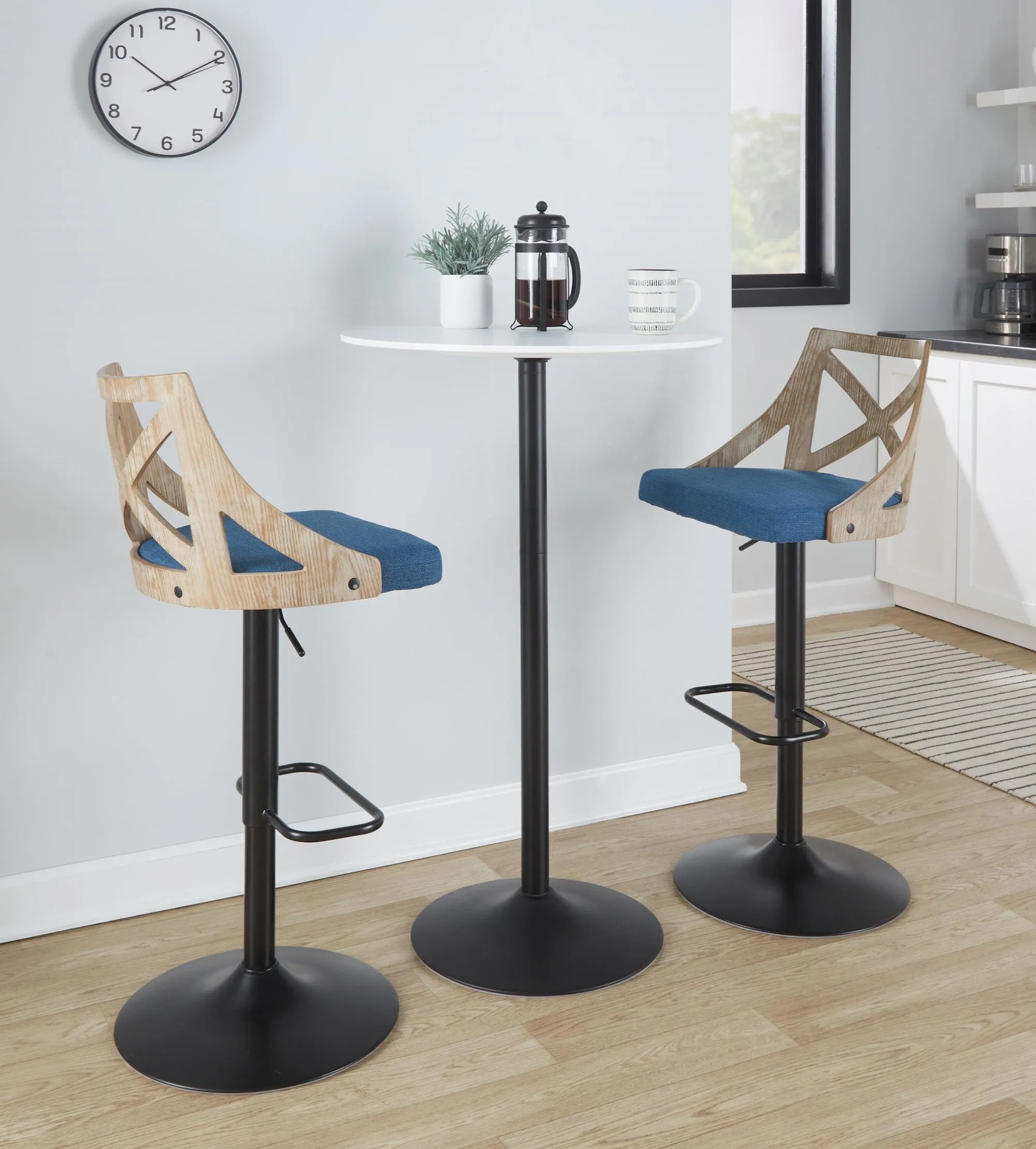 Charlotte Adjustable Height Barstool - Set of 2 Blue By LumiSource