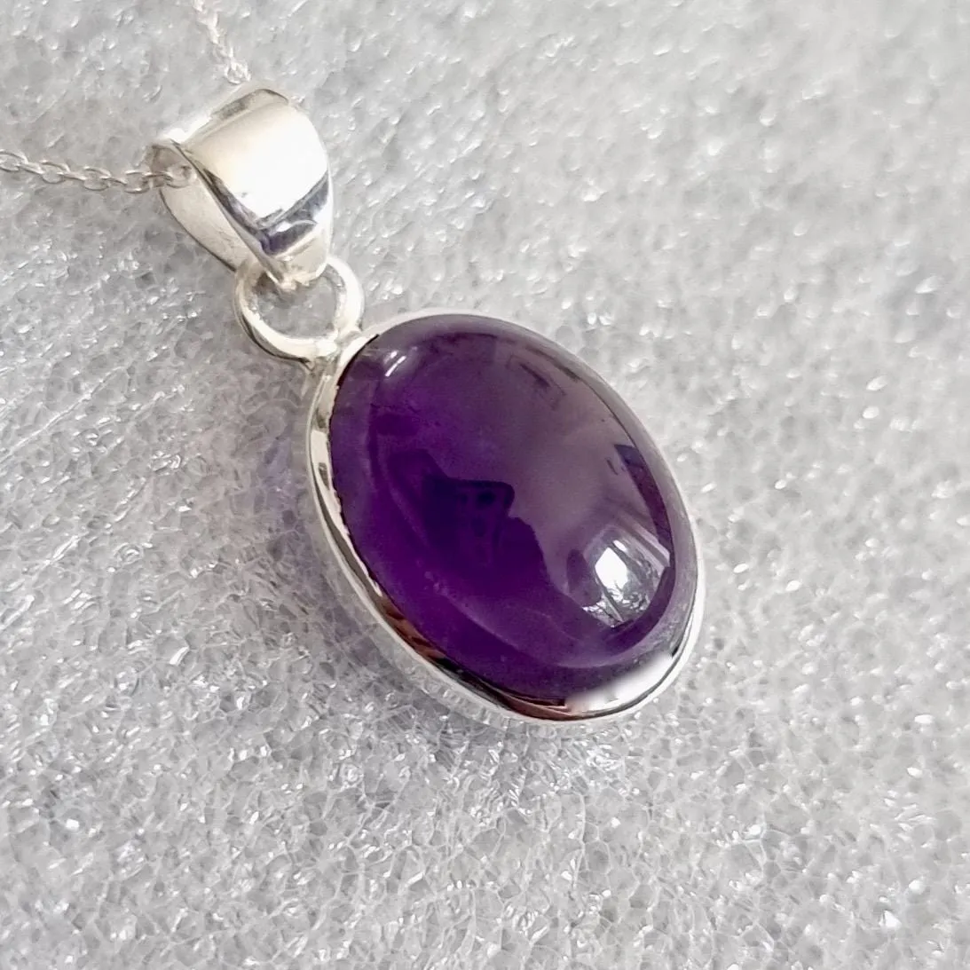 Chunky Small Oval Amethyst 925 Sterling Silver Pendant, Stone Size 15mm x 12mm, P10A