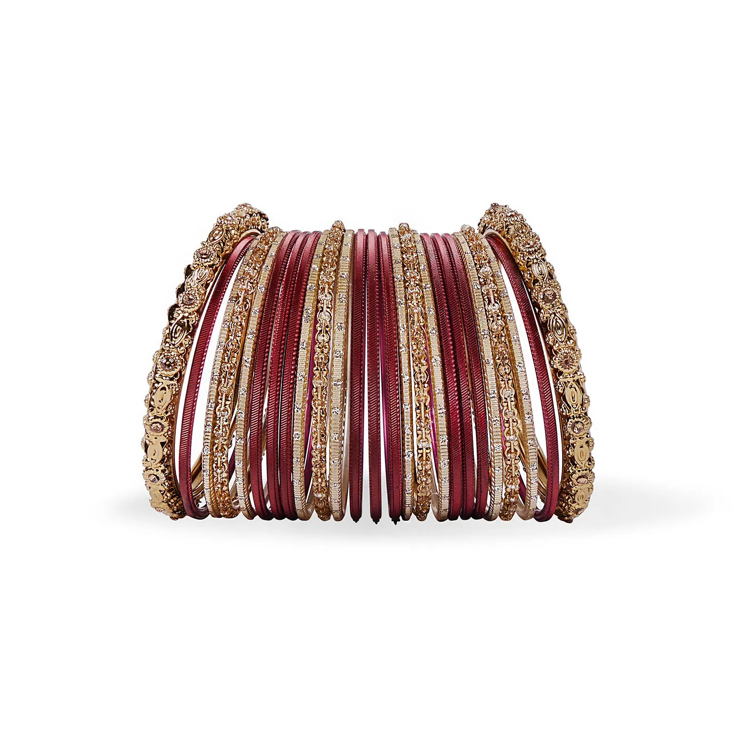 Classic Bangle Set in Maroon