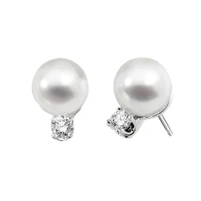 Classic Pearl and Diamond Earrings